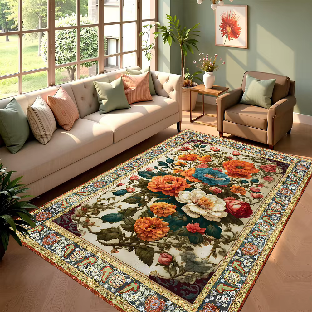 Tapis Vintage à fleurs colorées