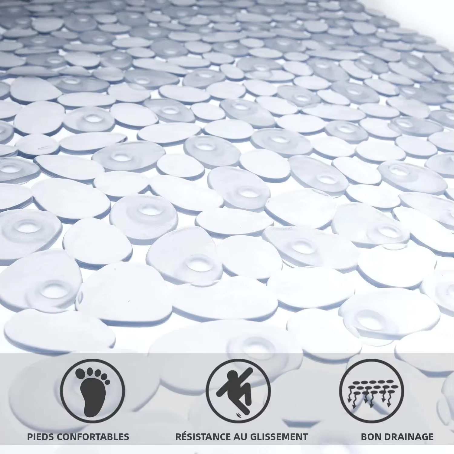 Tapis de bain extra long en forme de galet