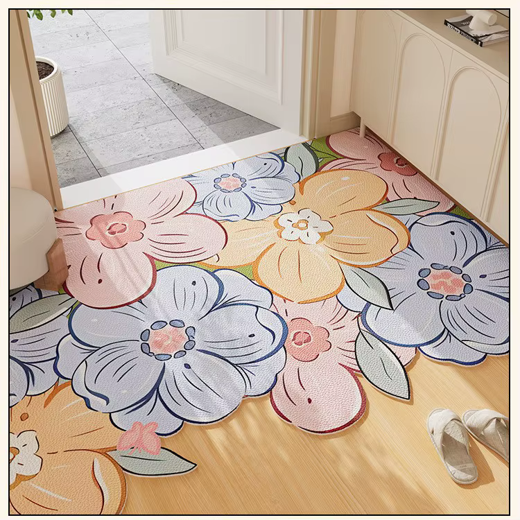 VIKAMA Tapis d'entrée vert à motifs floraux