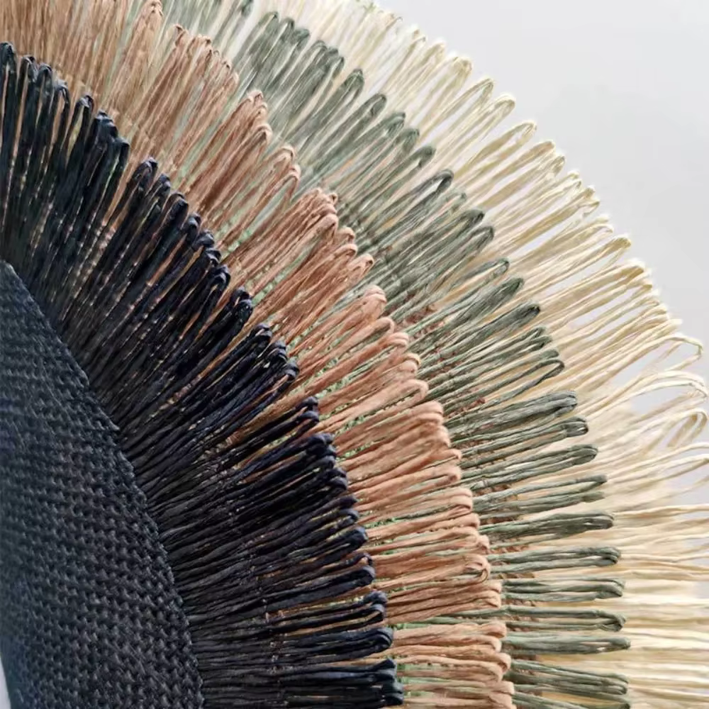 Tapis rond en jute avec franges