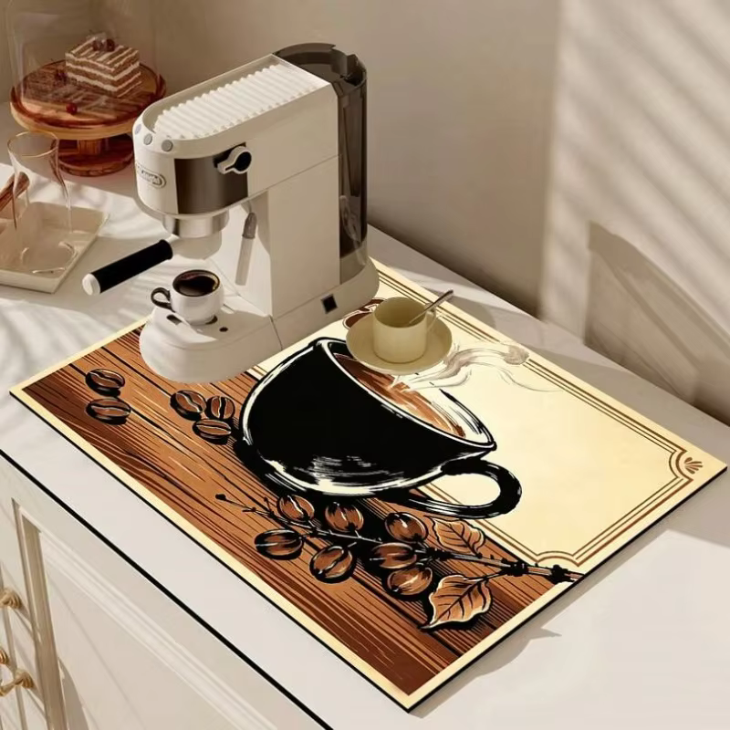 Tapis de séchage pour cuisine en grain de bois blanc
