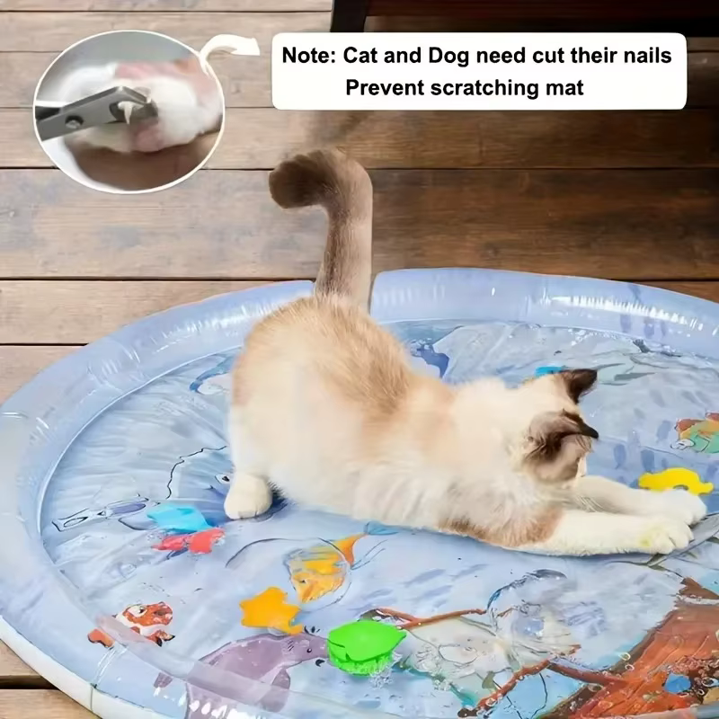 Tapis de jeu aquatique interactif pour chats et chiens - Jouet poisson flottant, centre d'activités pour animaux de compagnie résistant aux éclaboussures pour le plaisir en intérieur, stimulation ment