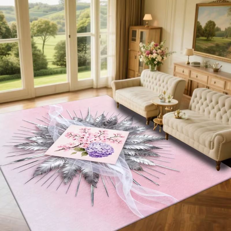 Tapis de sol antidérapant avec silhouette de famille d'ours rustiques de la forêt