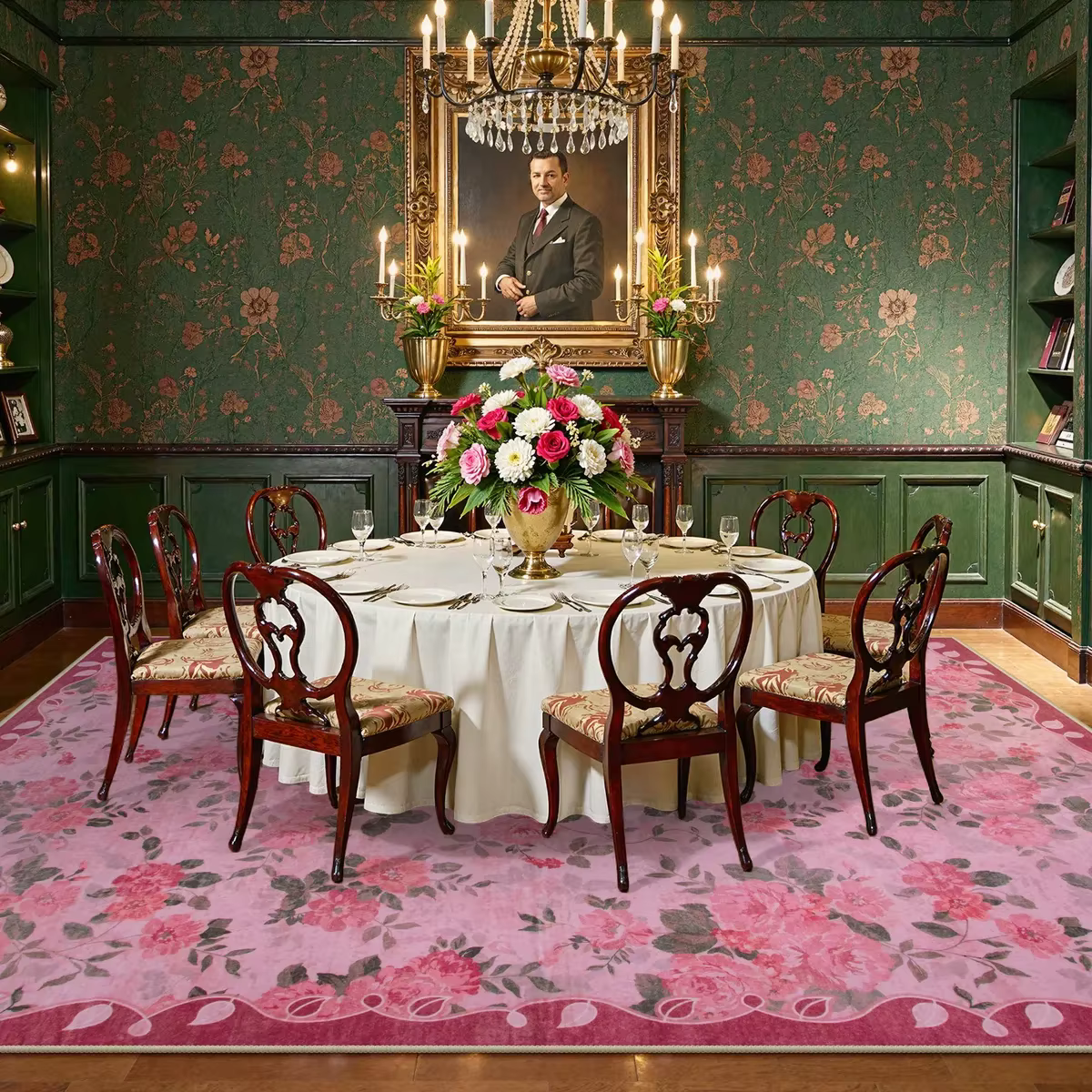 Tapis de jardin de roses à fleurs Vintage romantique