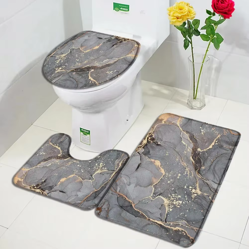 Ensembles de tapis de bain en marbre abstrait