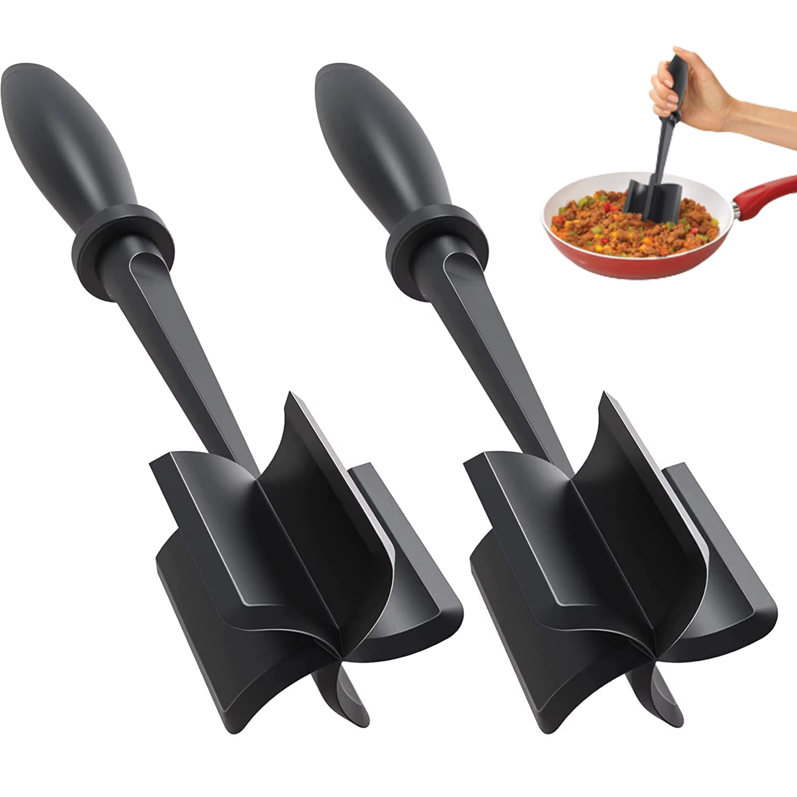 Hachoir à viande 1/2 pièce résistant à la chaleur, pilon à viande pour hacher et mélanger le bœuf haché et les hamburgers, outil de cuisine et ustensile pour brunir la viande
