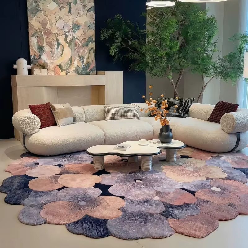 Tapis irrégulier style français pour chambre à coucher