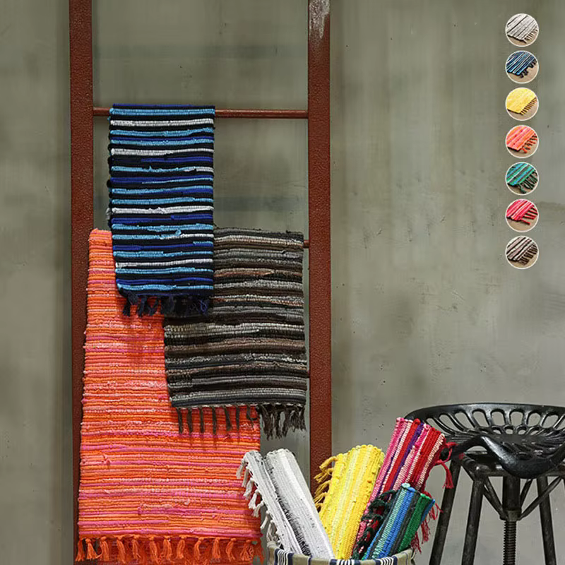 Tapis nordique en coton et lin