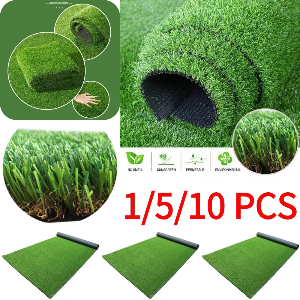 1/5/10 pièces gazon artificiel herbe pelouse réaliste tapis synthétique lavable
