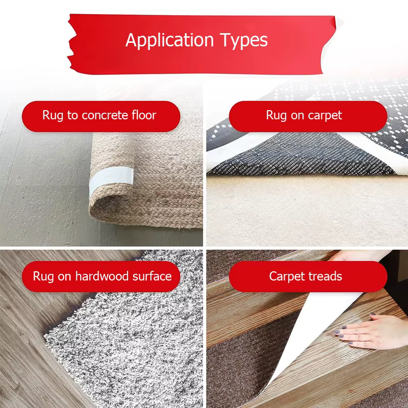 Ruban adhésif Double face pour tapis, 50mm x 5/10 Yard, pour tapis de zone, ruban de liaison polyvalent amovible, tissu pour sol en bois dur
