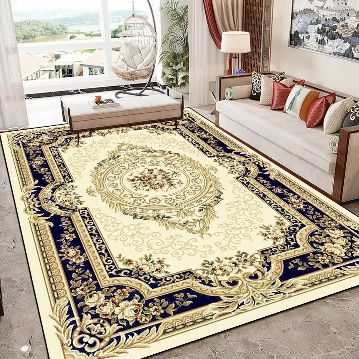 VIKAMA Tapis vintage européen de grande taille