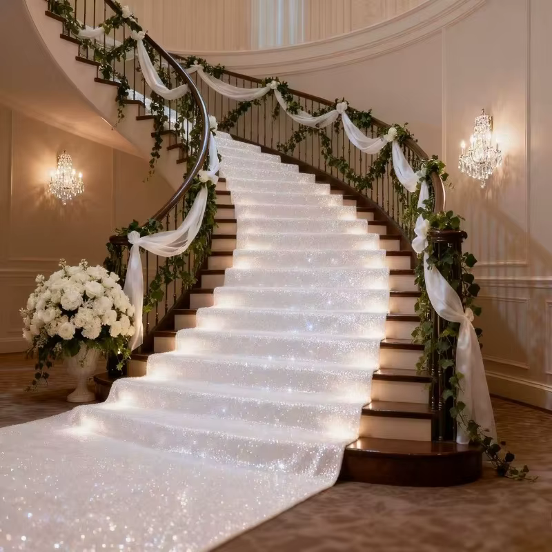 Tapis blanc scintillant romantique pour mariage