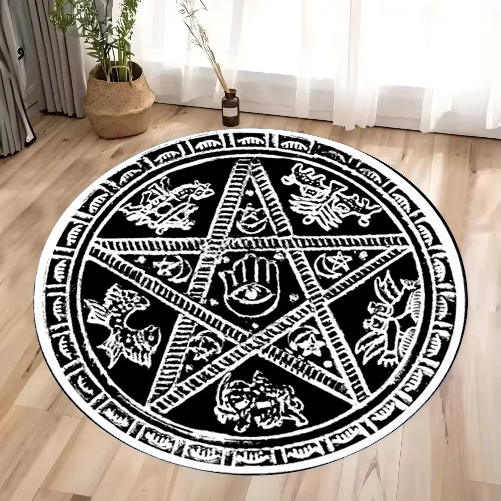 Tapis rond de Runes occultes magiques