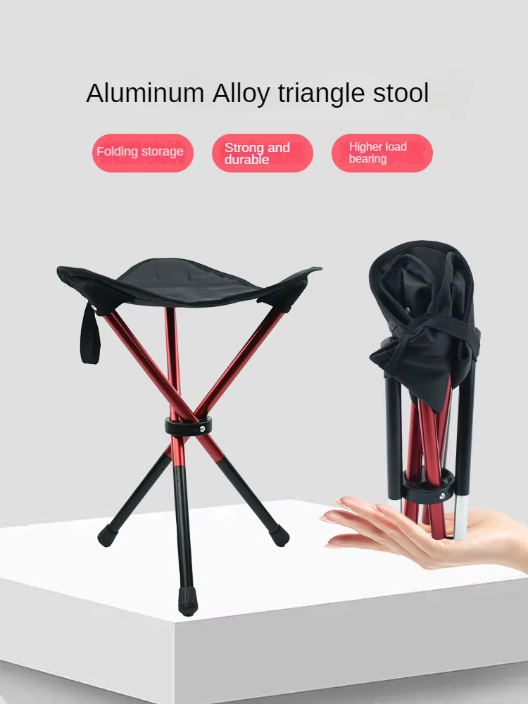 Tabouret pliant triangulaire portatif extérieur d'alliage d'aluminium épais, tabouret de Camping à jambes hautes, chaise d'attache de poney de pêche