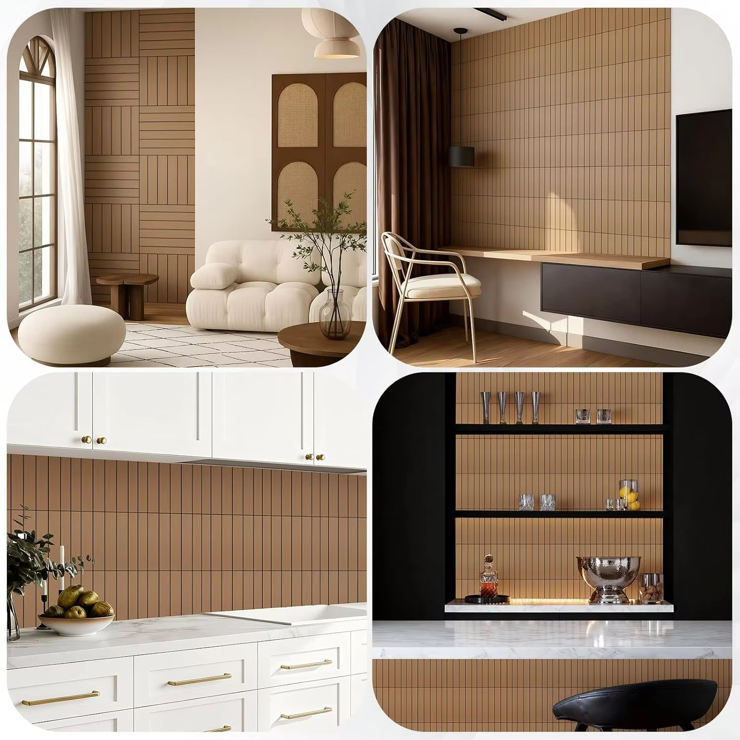 Panneaux muraux acoustiques en PVC couleur bois