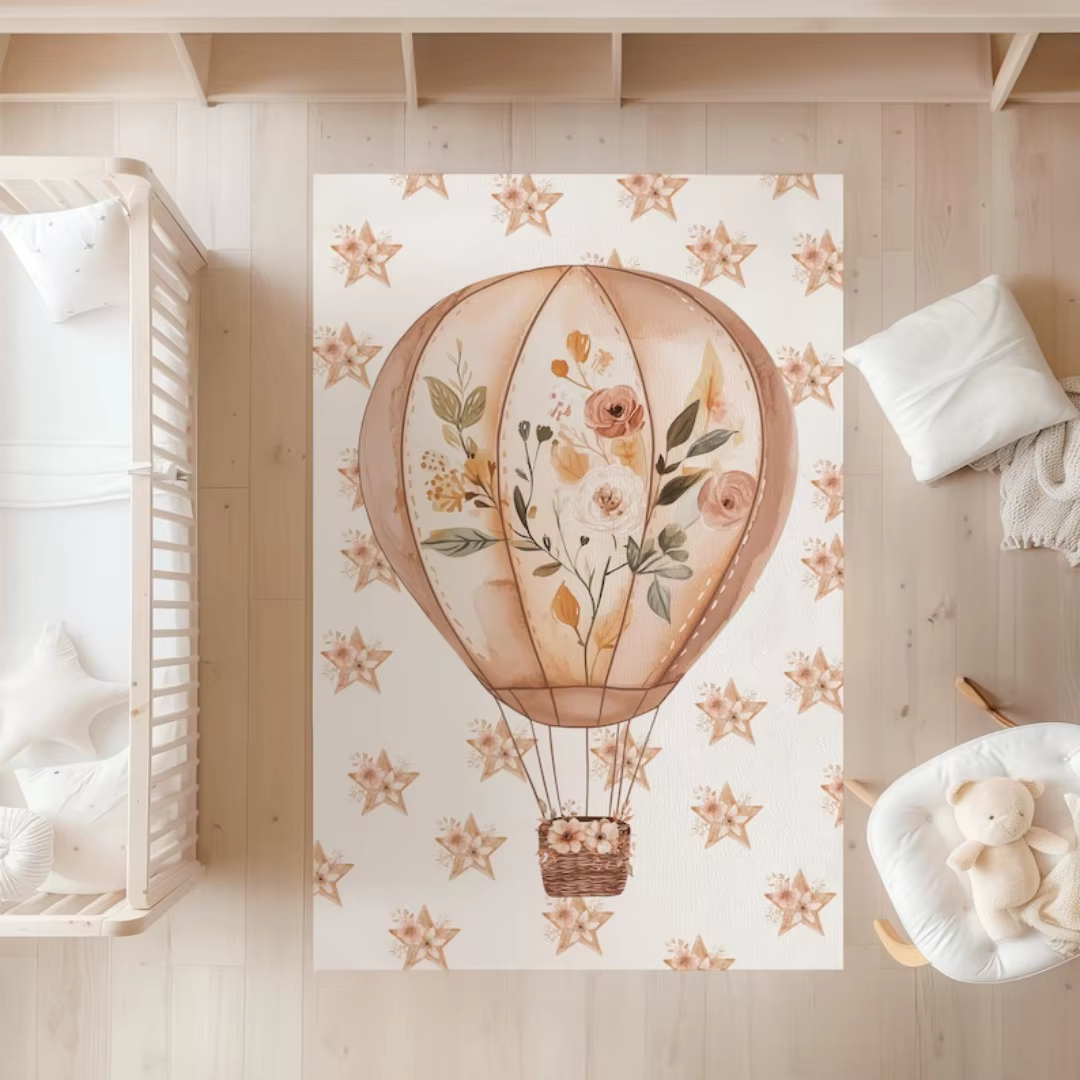 Tapis de pépinière Boho Hot Air Balloon