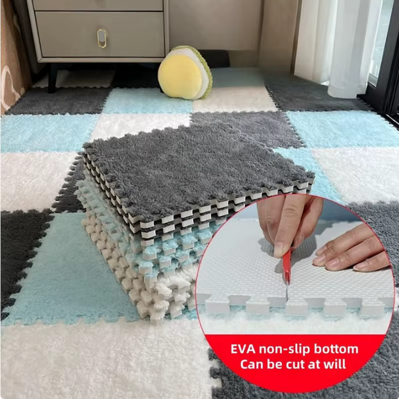 Tapis de Puzzle en peluche douce pour bébé