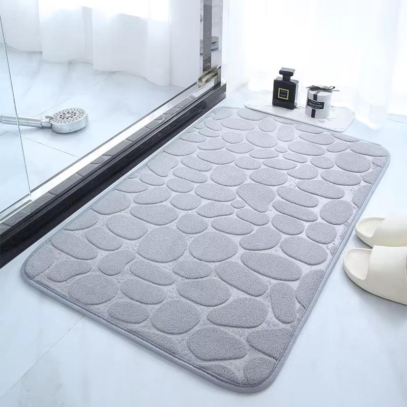 1 tapis de bain en galets gaufrés, tapis de sol absorbant en mousse à mémoire de forme, tapis de porte antidérapant, tapis de sol intérieur, accessoires de salle de bain