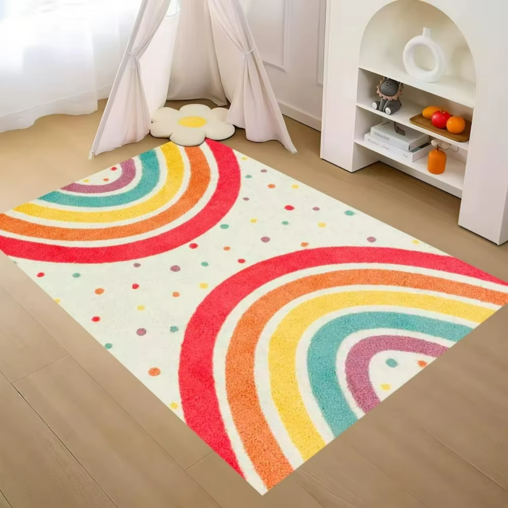 Tapis de pépinière arc-en-ciel coloré pour enfants