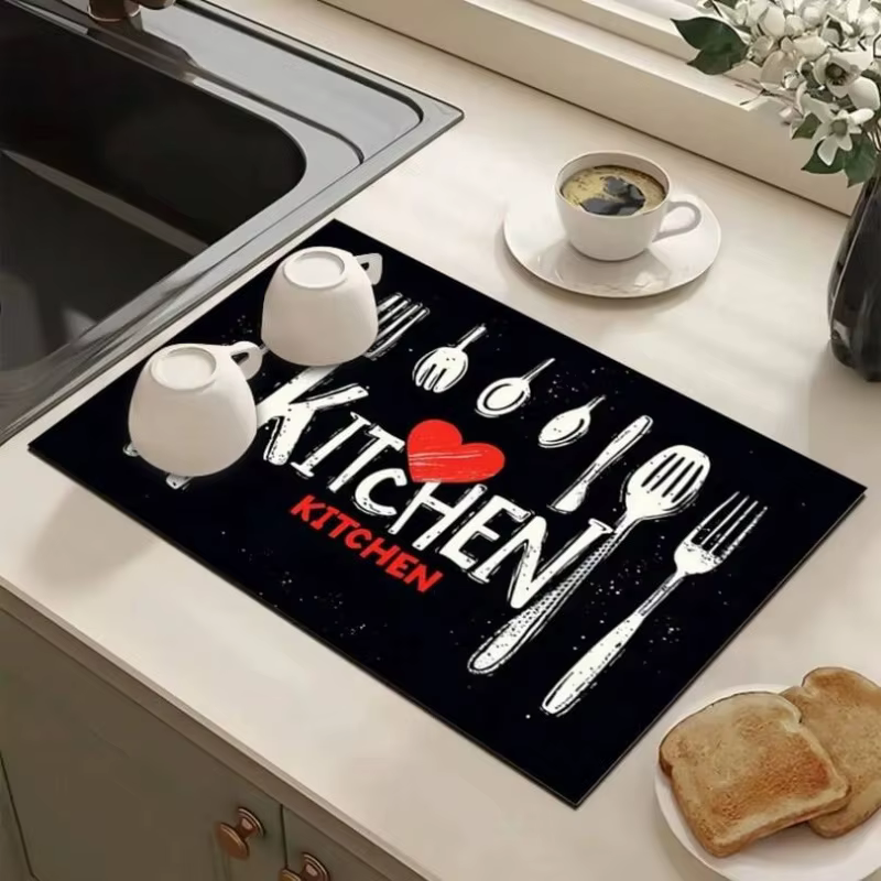 Tapis de séchage pour cuisine en grain de bois blanc