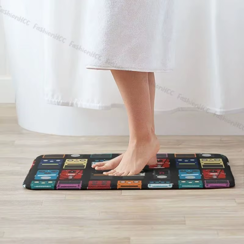  Tapis de rythme VIKAMA Rockstar – Flanelle en peluche avec graphiques de pédale de guitare