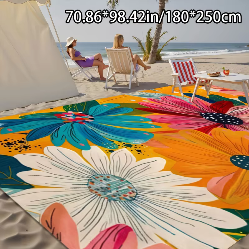 Tapis d'extérieur rectangulaire VIKAMA à motif floral