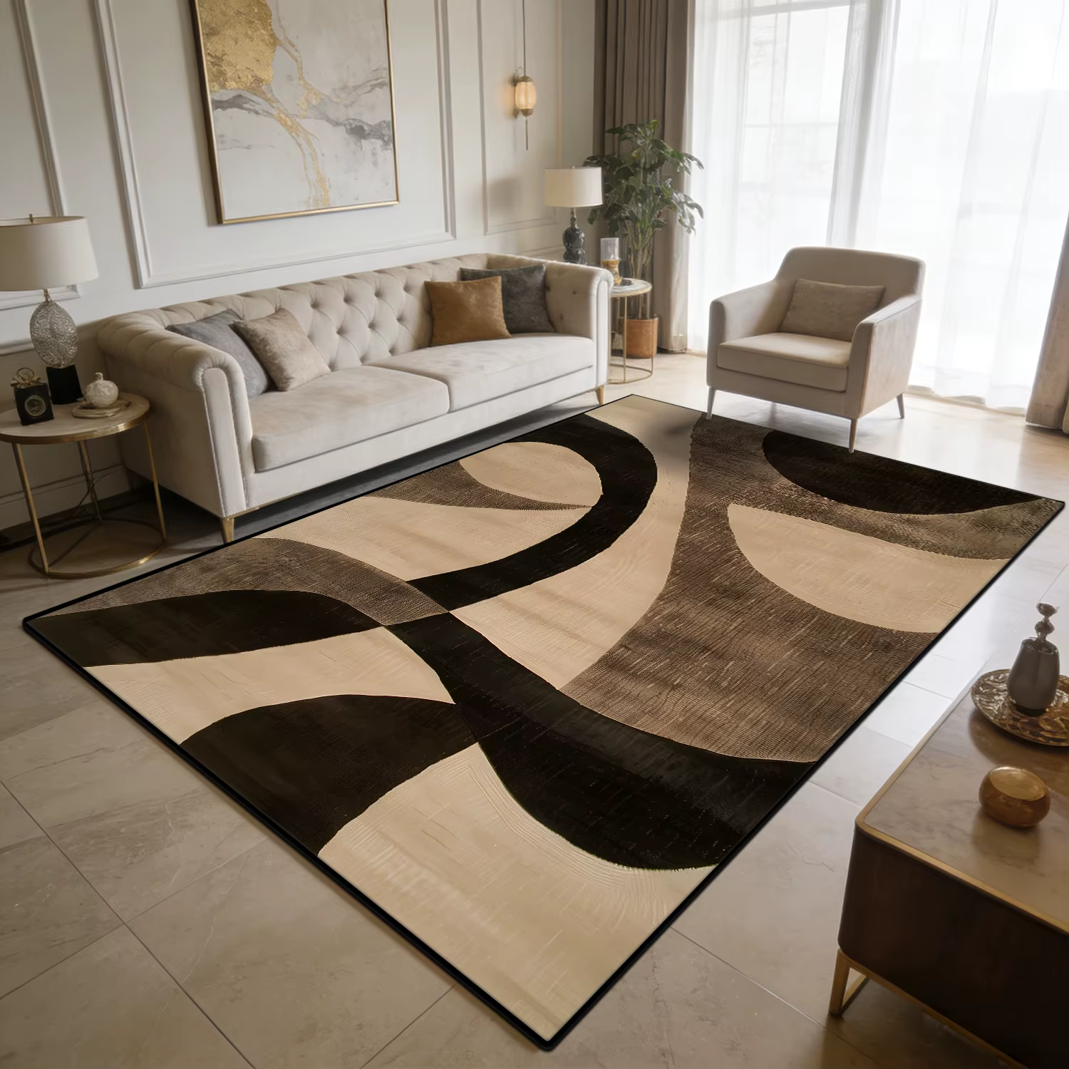 Tapis de salon moderne de style luxe léger