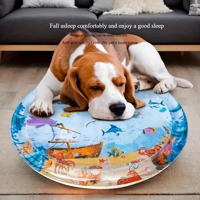 Tapis de jeu aquatique interactif pour chats et chiens - Jouet poisson flottant, centre d'activités pour animaux de compagnie résistant aux éclaboussures pour le plaisir en intérieur, stimulation ment