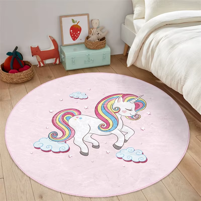 Tapis rond floral licorne