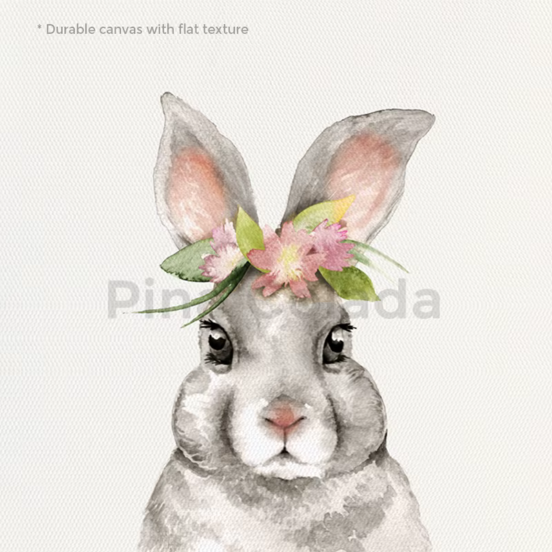 decoration tableau decoration chambre bebe decoration chambre fille Affiche en toile pour décoration murale pour chambre d'enfant ou de bébé, avec lapin imprimé d'animaux, décoration artistique pour l