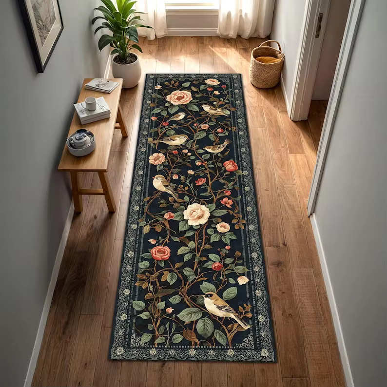 Tapis de sol à motif floral oriental