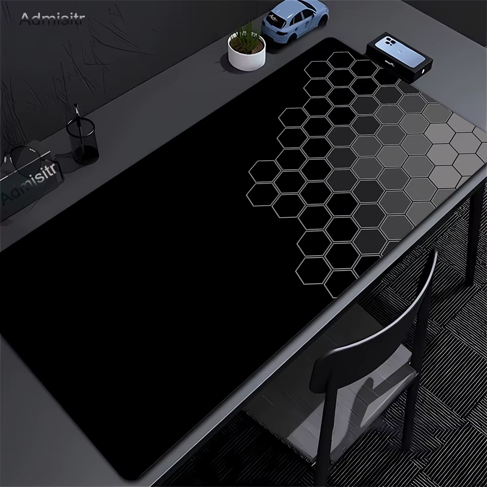 Tapis de souris Gamer noir et blanc, antidérapant, résistant à l'usure, fond en caoutchouc avec bord cousu, adapté au travail 400x900