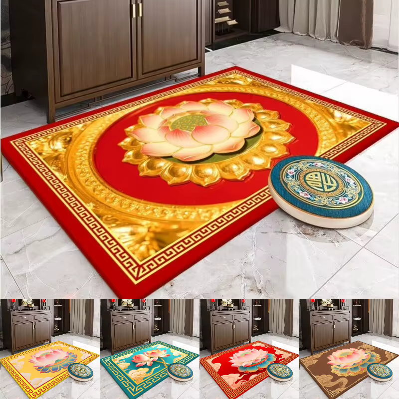 Tapis de grande surface imprimé fleur de Lotus chinois