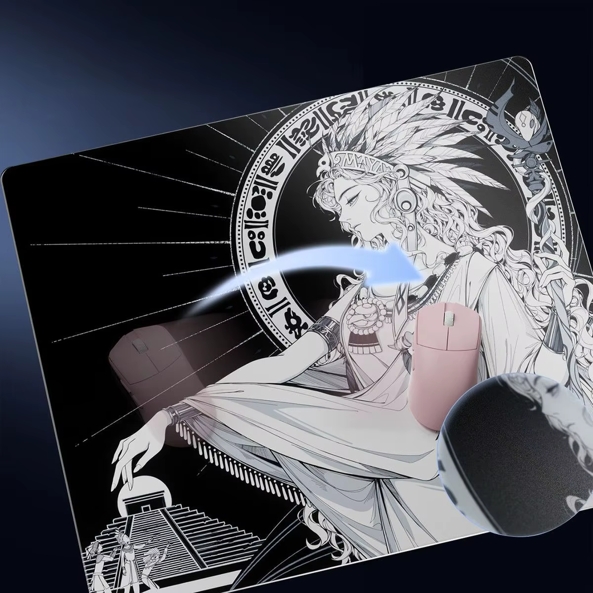 Tapis de Souris en Verre Jane Anime Animation Minimaliste, Tapis de Bureau Amélioré en Verre Trempé, Accessoires de Gaming Personnalisés pour le Bureau