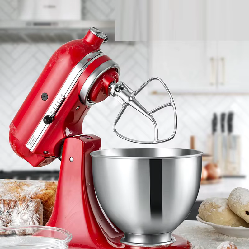 Batteur à bord flexible en acier inoxydable pour mélangeur Kitchenaid, convient aux bols de mélangeur sur socle à tête inclinable pour bols de 4.5 à 5 litres-T02C
