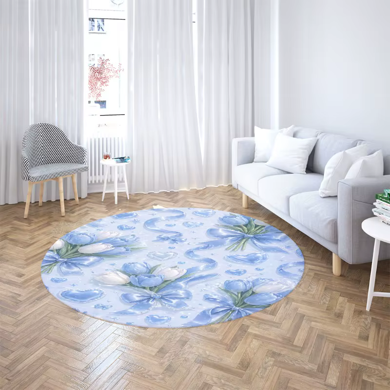 Tapis à carreaux imprimé tournesol