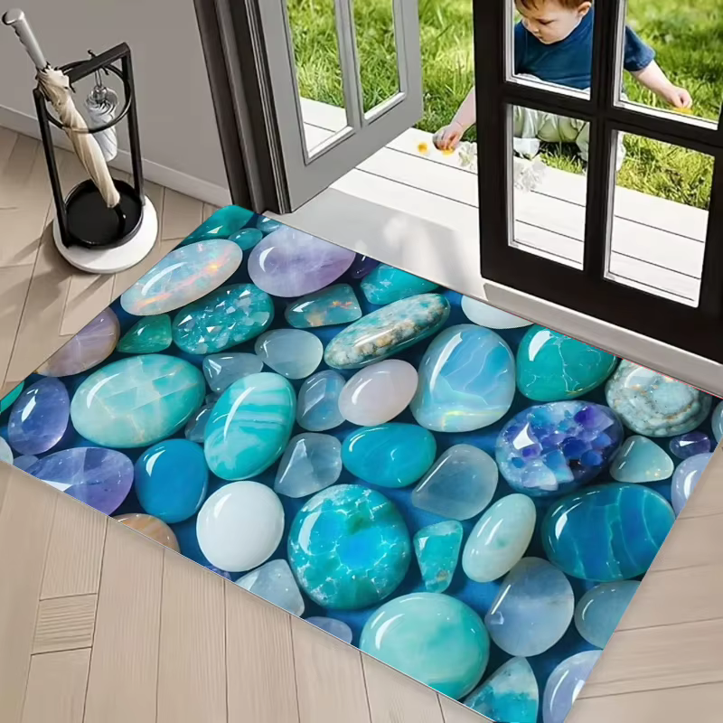 Tapis de sol antidérapant en pierre de rivière pour la décoration intérieure