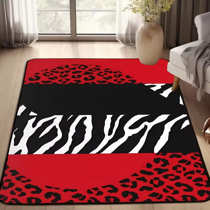 Tapis imprimé léopard rose