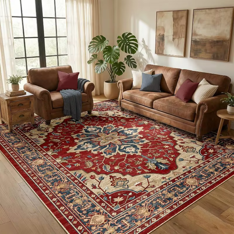 Tapis d'appoint vintage oriental persan à motifs floraux