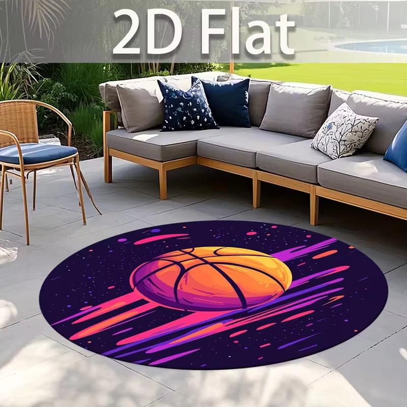 Tapis de sol rond Graffiti Basketball Hoop Ball pour salon