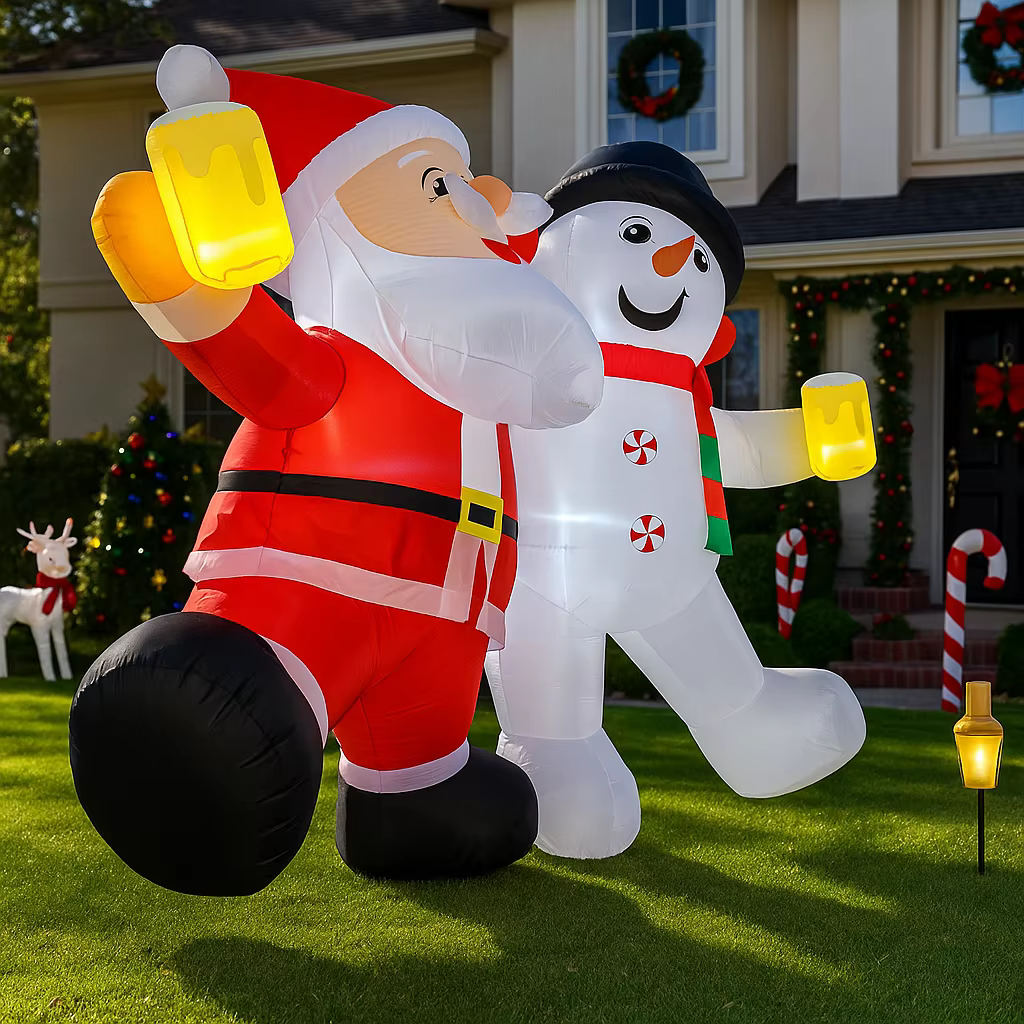 Lumières gonflables du père noël et du bonhomme de neige