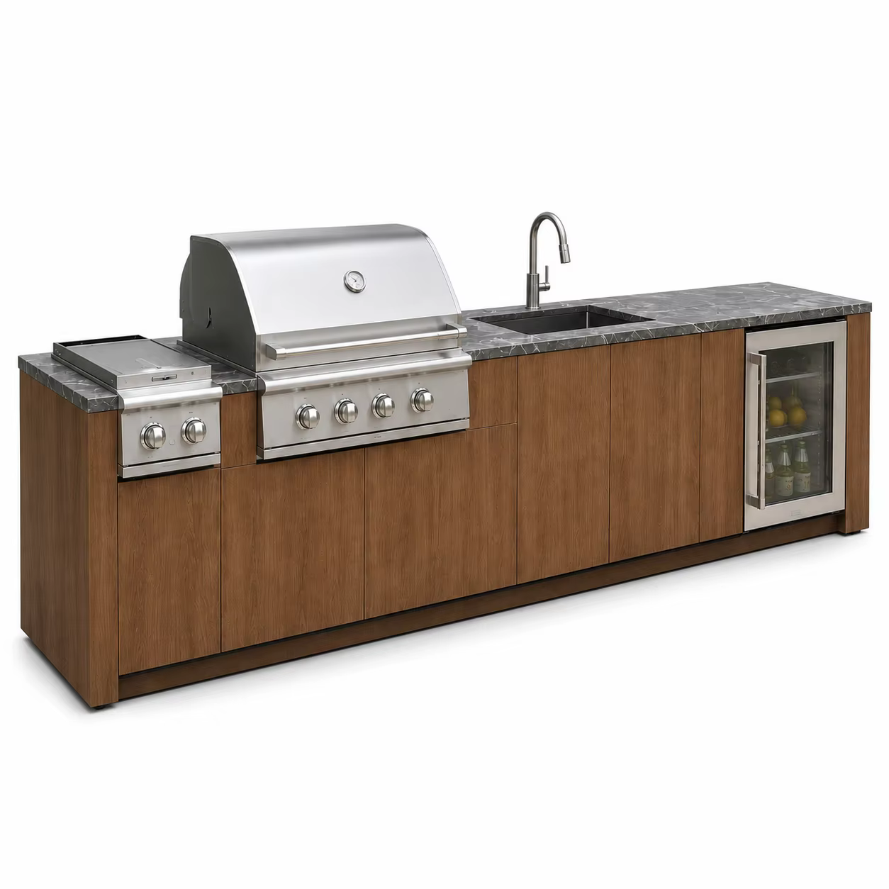 Ensemble de cuisine extérieure FOODLINE avec emplacement pour barbecue, évier et tiroirs pour patio ou jardin