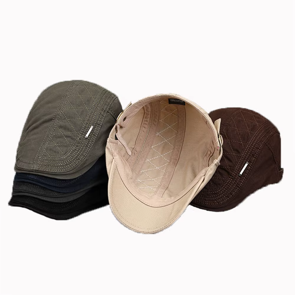 Chapeau de gavroche plat en coton pour hommes, béret rétro, bonnet à bec de canard à chevrons, réglable, testostérone, conduite de chauffeur de taxi, casquette extérieure