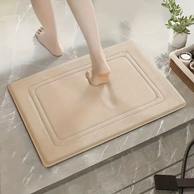 Tapis de bain Vintage en mousse à mémoire de forme, 1 pièce, absorbant, antidérapant, tapis de cuisine avec motif Floral, Beige et bleu, coussin sur pied confortable