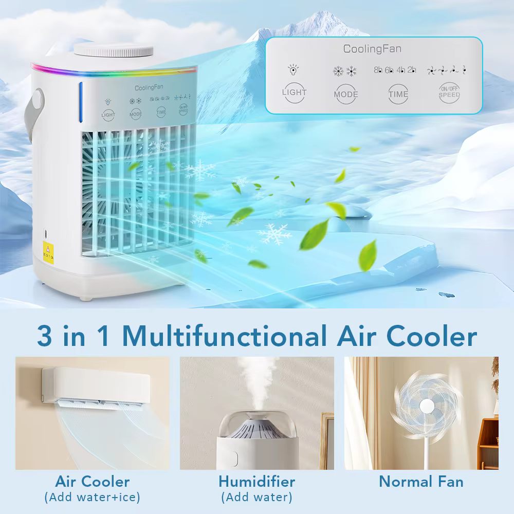 Climatiseur domestique LED veilleuse refroidisseur d'air ventilateur Portable humidificateur bureau brume ventilateur de refroidissement pour bureau maison Mini ventilateur