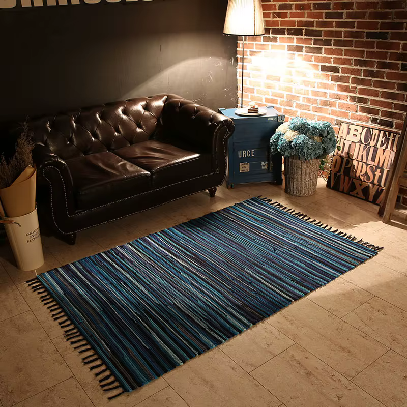 Tapis et tapis à pampilles rétro en tissu de coton