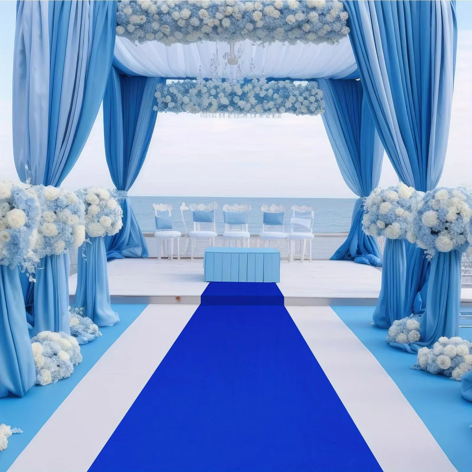 Tapis de mariage bleu moelleux