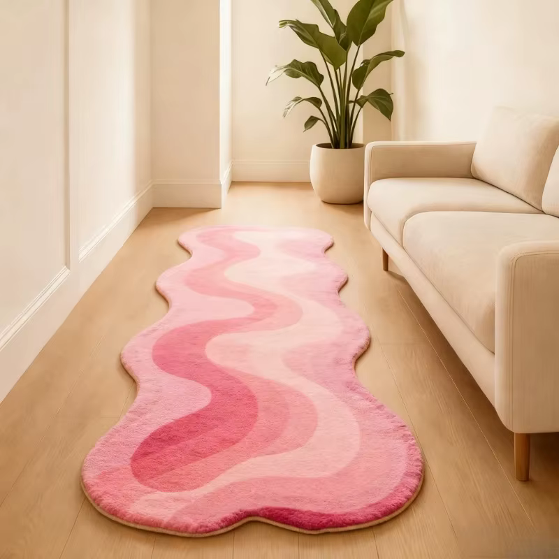 Tapis Shaggy VIKAMA – Lance de chevet irrégulière en forme de Dopamine