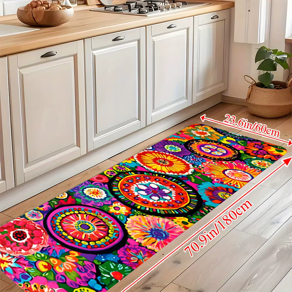 VIKAMA Vintage fleur tapis couleurs vives cuisine