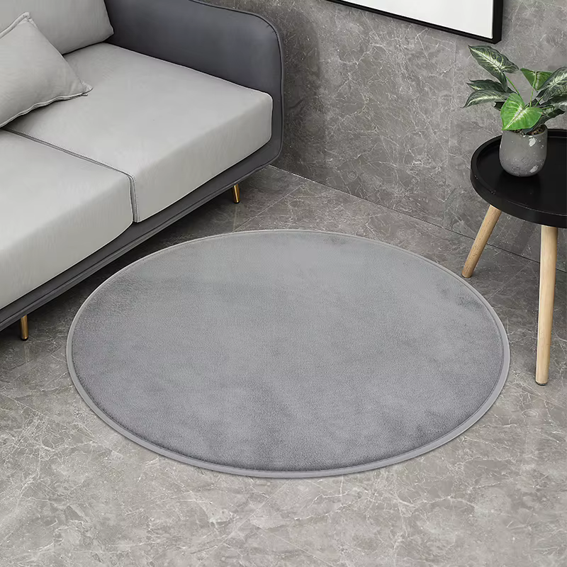 Tapis rond épais en forme de bulle argentée